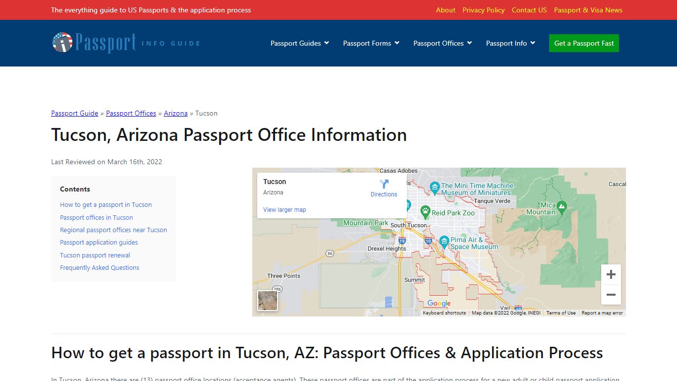 Tucson Passport Offices - Get a Passport in Tucson, AZ - Passport Info ...