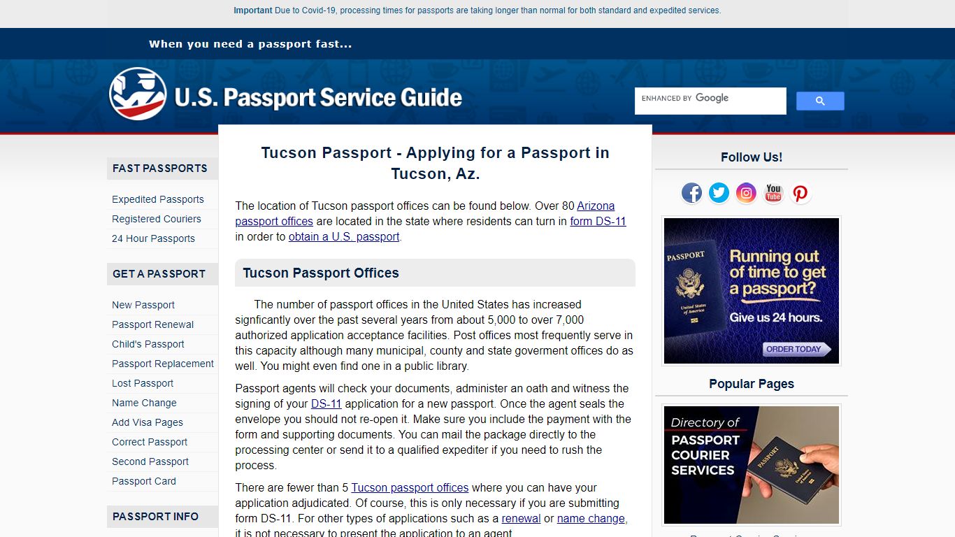 Tucson Passport - Applying for a Passport in Tucson, Az.